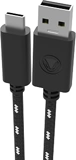 snakebyte CHARGE CABLE 5 (3 METER) - USB type C cable, USB 2.0 to C plug, quick charge cable, USB C mesh cable, suitable for PS5, Xbox Series X, Samsung Galaxy, Huawei, Sony and many more, PS5 design