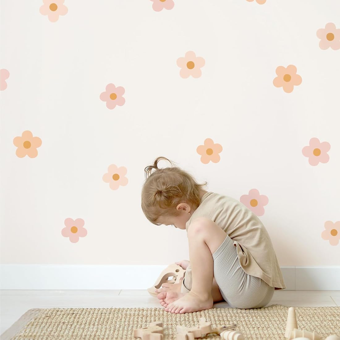 Stickers Fleurs Muraux,72 Pièces Décoration Chambre Fille, Autocollants Décoration Murale Chambre Bébé - Facile à Poser, Decoration pour Salon Chambre Bureau(Couleurs Variées)