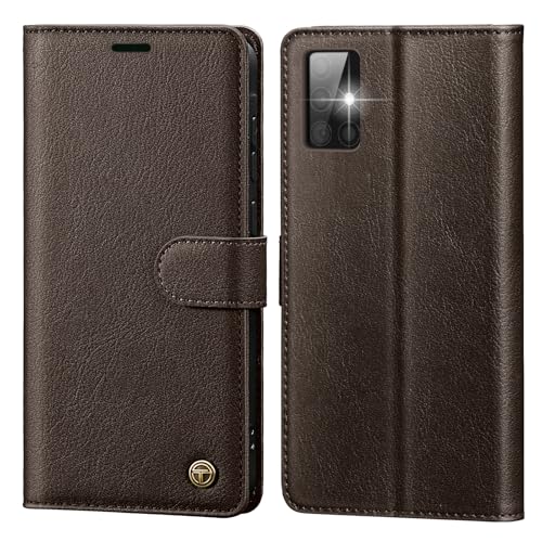 Protection Samsung Galaxy A51 4G rabat cuir marron idéal pour voyager