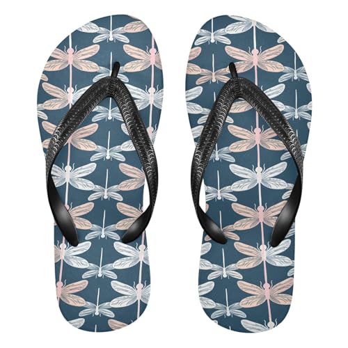 Maple Leaf Sketch Orange Beige Dragonfly Flip Flops for Beach Thong Sandals Anti-slip Lightweight Shower Shoes for Travel Summer Outdoor