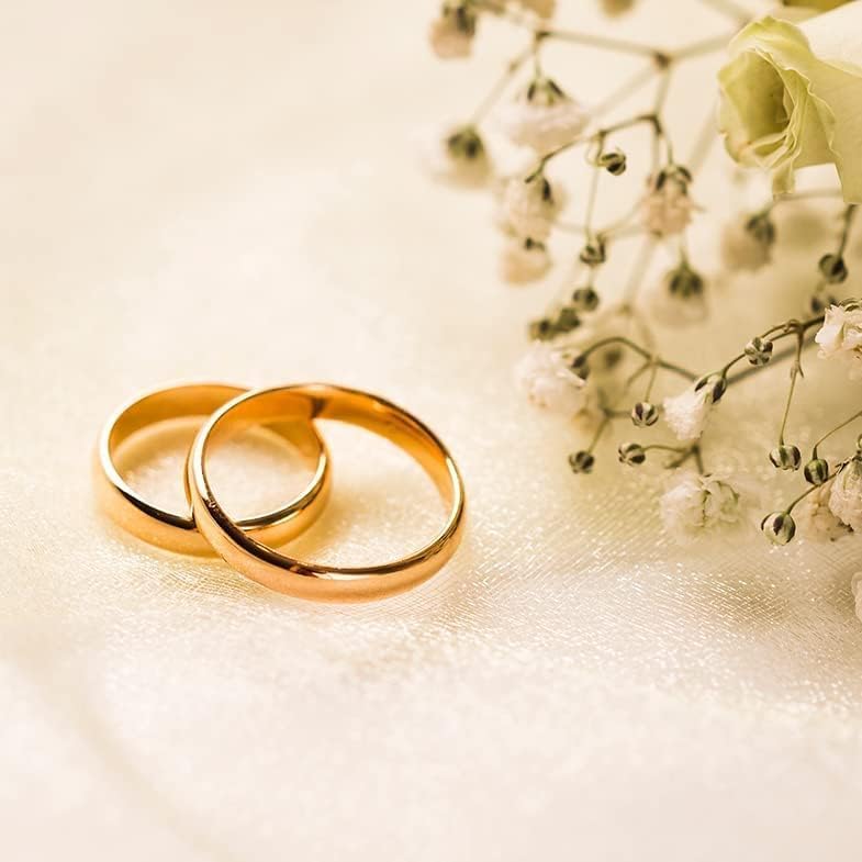Juego de anillos de boda de 4 mm, chapado en oro de 14 quilates, juego de alianzas de boda a juego, juego de anillos de boda de plata personalizado para hombre y mujer