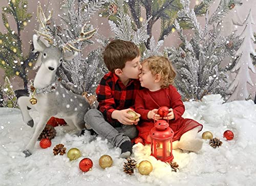Kate Fotografie Achtergrond 3x2m Winter Sneeuw Kerst Met Rode Auto - Kerstboom Fotostudio Achtergrond