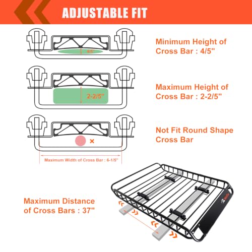 Image of Roof Rack Cargo Carrier Basket 51 inch*36 inch*5 inch+ Bag 15 Cu.Ft.(44 inch*34 inch*17 inch)