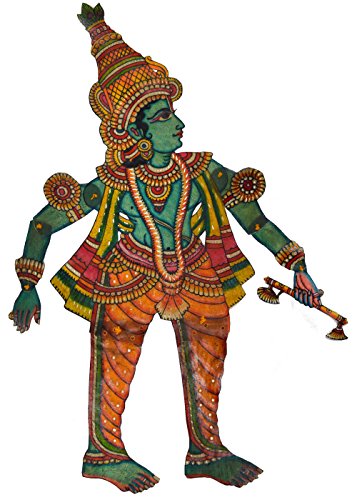 Marionnette en cuir artisanale Lord Krishna figurine indienne pliable peinte à la main