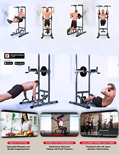 Sportstech 7in1 Power Tower PT300 als Dip Station & Kraftturm, multifunktionale Kraftstation für Zuhause mit… – Bild 3