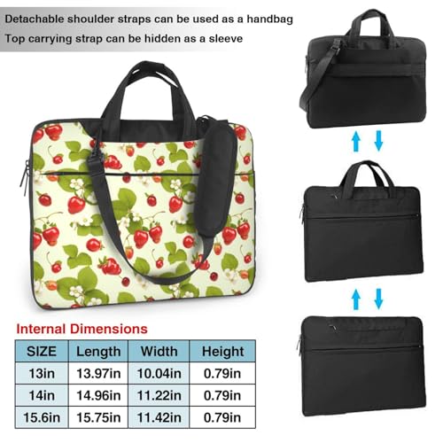 Bolso delgado para laptop con correa patrón fresa miniatura 3