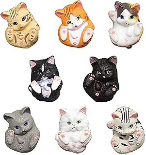 8 Pcs Miniature Lucky Cats Cute Cat Figurines Toys Fairy Garden Bonsai Decorative Ornaments for Crafts Home Decor