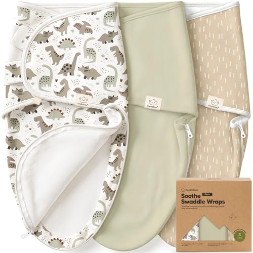 Image of Baby Swaddle Sleep Sacks with Zipper - 3-Pack Swaddles for Newborns 0-3 Months, Infant, Baby Girls, Boys, Soft & Durable Newborn Sleep Sack, Easy Diaper Change Swaddling Blanket (Dino Ridge, OS)