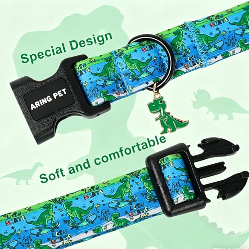Image of ARING PET Boy Dog Collar for Puppy Small Medium Large Dog-Green Dinosaur L