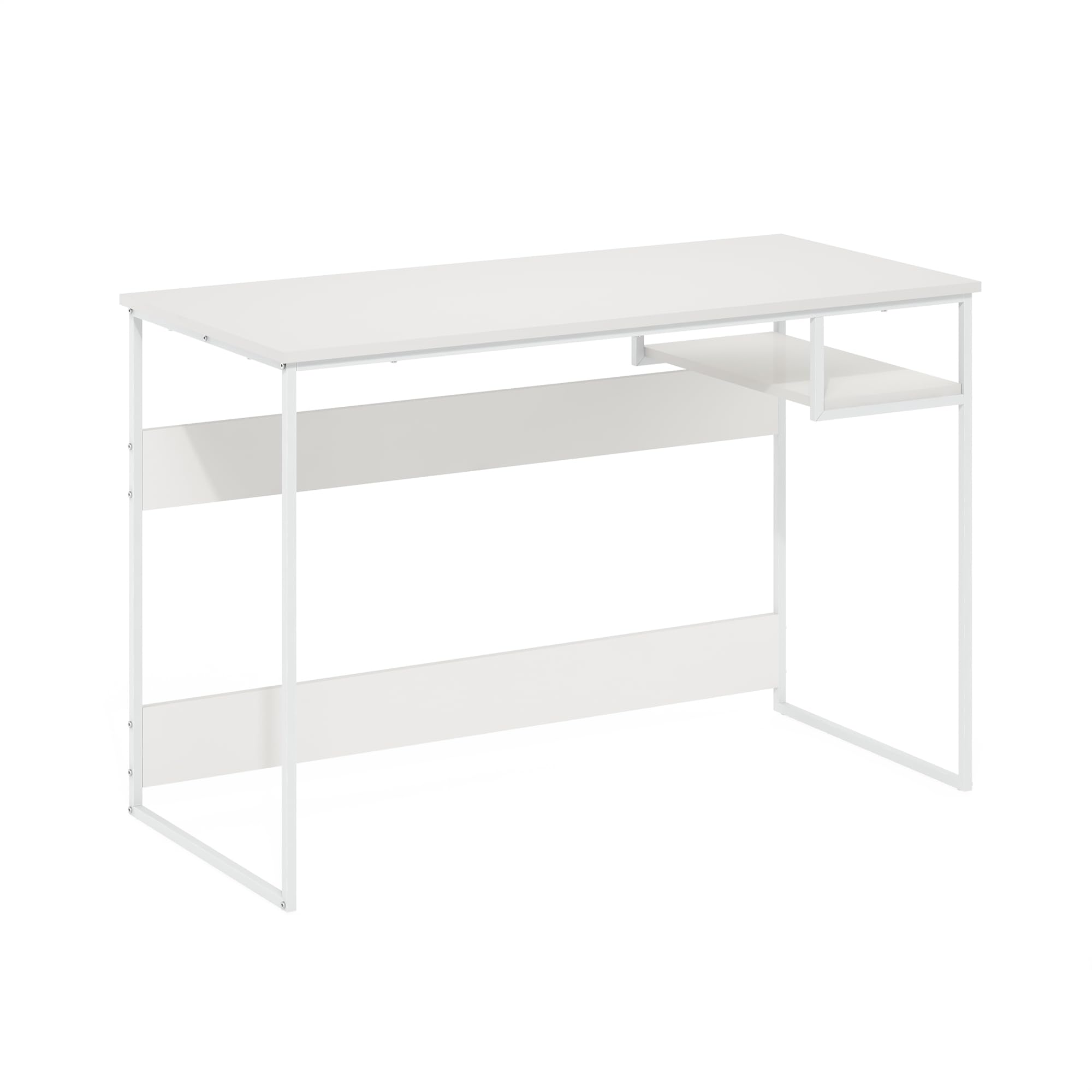 Furinno Moretti Scrivania da studio Modern Lifestyle, larghezza 114 cm, Bianco solido/Bianco