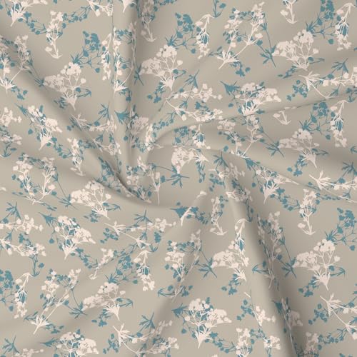 Image of Layers 100% Cotton Bedsheet for Double Size Bed | Lumina Floret Collection | 144 TC Soft & Breathable | Floral Print with 2 Pillow Covers | Wrinkle Free & Colorfast | 3 Piece Bedding Set - Grey