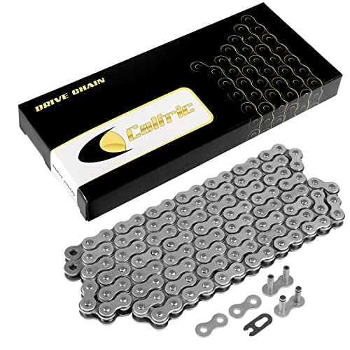 Caltric 530-Pitch 120-Links Non-Oring Drive Chain Compatible with ATV | UTV | Quad | Side X Side | Motorcycle | Dirtbike | with Rivet and Clip on Master Links