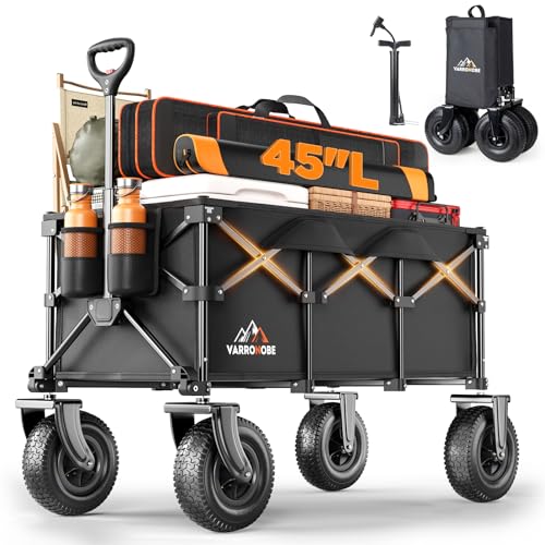 Beach Wagon with 10x3.5 Big Rubber Wheels for Sand, 400lbs