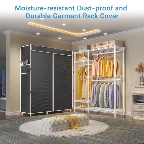 Image of VIPEK V2C Heavy Duty Clothes Rack with Upgraded Polyester Cover, Metal Portable Closet with Adjustable Shelves & Hanging Rods, Freestanding Wardrobe Closet for Bedroom, Max Load 700LBS