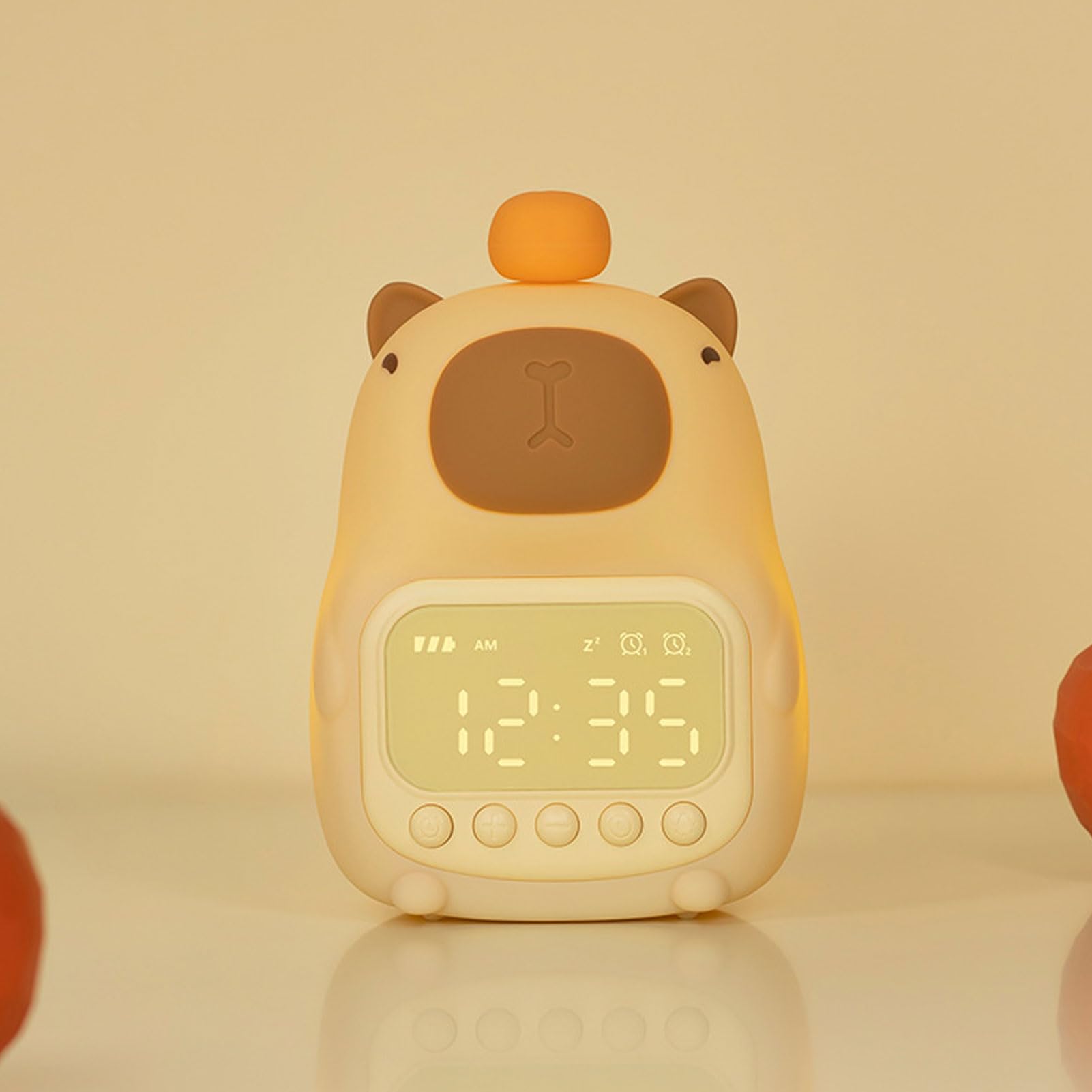 Réveil Numérique, Rechargeable Calme Récit D'alarme Mignon avec USB et Lumière Nocturne, Réveil de L'alarme Animal Capybara Horloge Nocturne pour Chambre à Coucher Table de Nuit