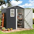 YADSUNY 5.9x4 FT Outdoor Storage Shed, Metal Garden Tool Shed with Updated Frame Structure, Lockable Doors and Windows, Ideal for Backyard Garden Patio Lawn, Grey