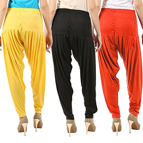 Image of Buy That Trendz Patiala Pants for Women 3 Combo Womens Viscose Relaxed Pants Pack of 3