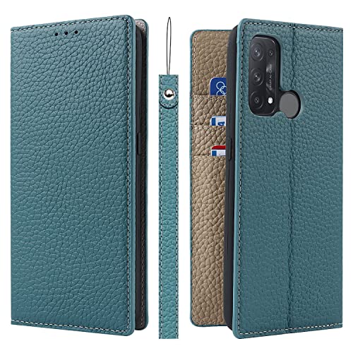 Havaya OPPO Reno 5A ケース オッポ リノ 5 a ケース A1010P A103OP スマホケース CPH2199 本革 au ストラップ 手帳型 耐衝撃 カバー SoftBank カード収納 スタンド機能 レザー -スカイブルー