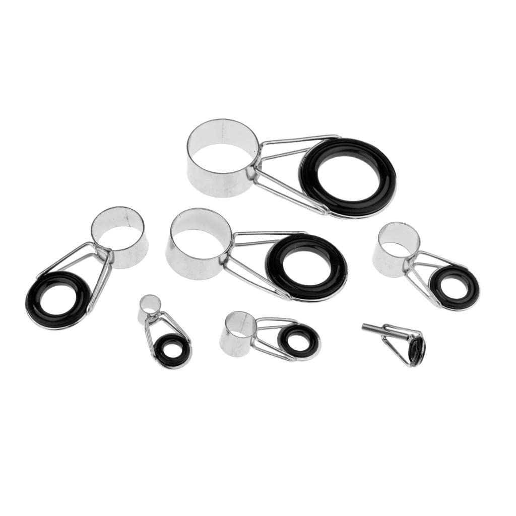 ATORSE® 7Pcs Fishing Rod Guides Tip Tops Repair Ceramic Ring Rod Building Eye Rings 7 Sizes-image-1