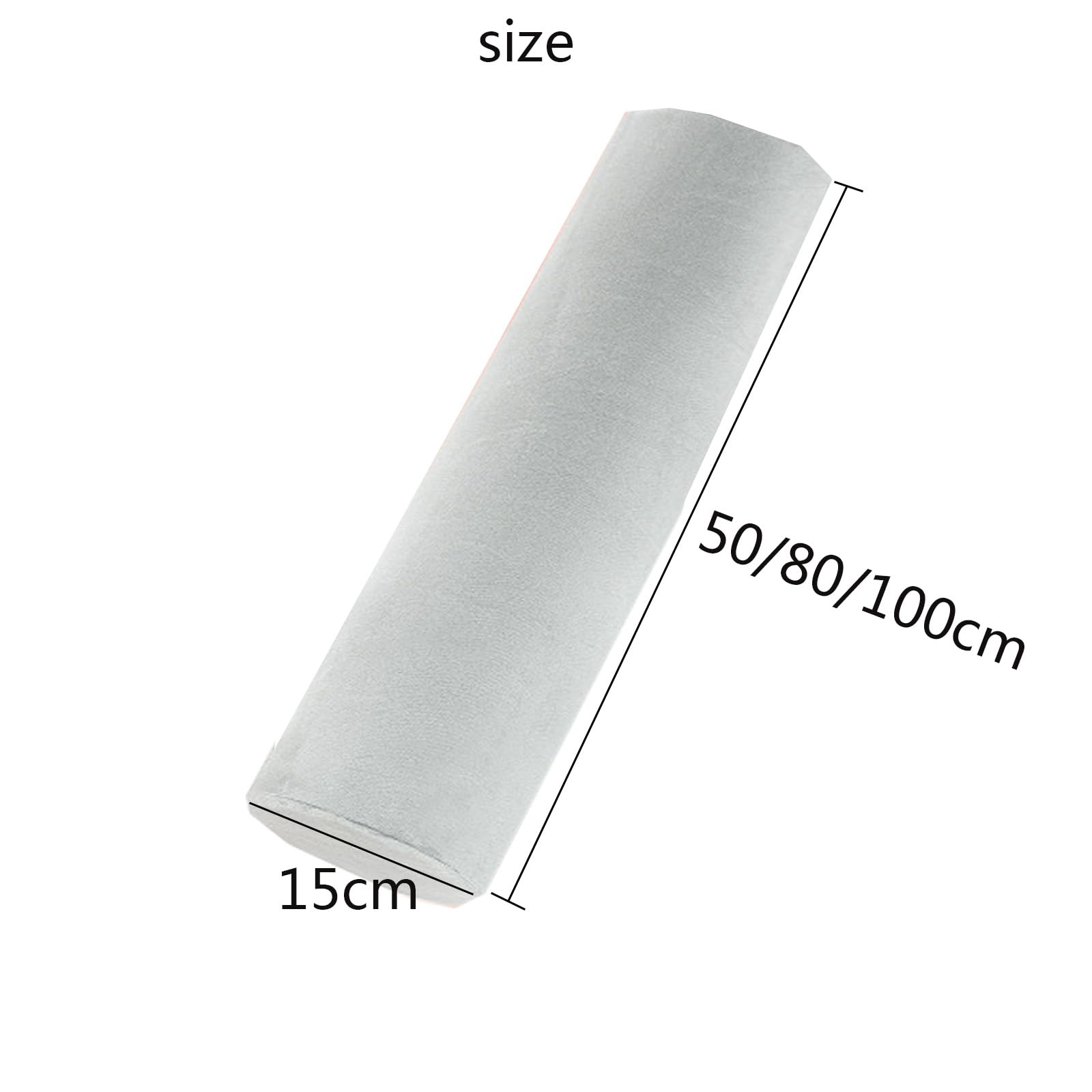 Almohada larga transpirable para soporte de cuello, espalda y piernas, cómoda almohada enrollable de forma redonda, cojín de respaldo duradero de felpa (gris, 15 x 80 cm)