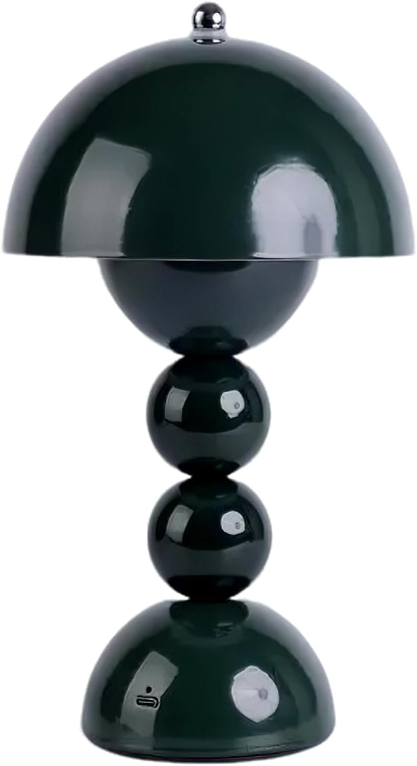 LED Pilz Tischlampe Kabellos Dimmbare aus Metall Akku Tischleuchte USB Aufladbar mit Touch Control Wiederaufladbar Nachttischlampe Tragbare Nachtlicht 3000K-6000K für Schlafzimmer Wohnzimmer,Grün
