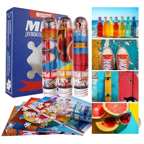 MISITU Mini Puzzle 150 Pièces Lot de 4 pour Adultes et Enfant dès 14 Ans, Thème Été Coloré, Décoration Murale, Idée Cadeau