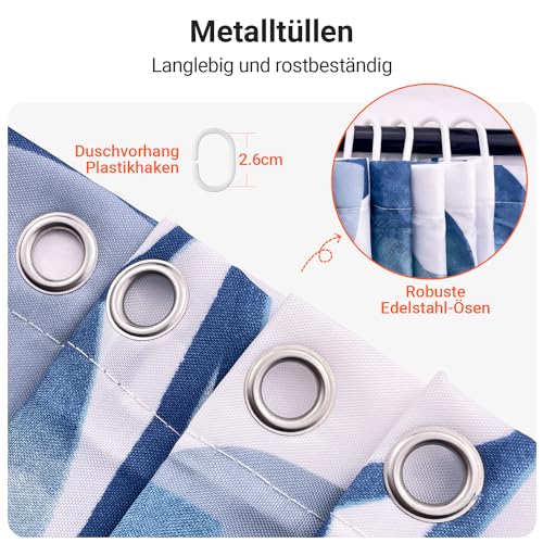 Lerores Shower Curtain 47x79 inch,Green Leaves Plant Mould and Mildew Resistant,Waterproof,Washable Polyester Fabric Bath Curtains with Weight Tape,8 pcs Hooks for Bathroom,Home Decor,120 x 200 cm - Image 4