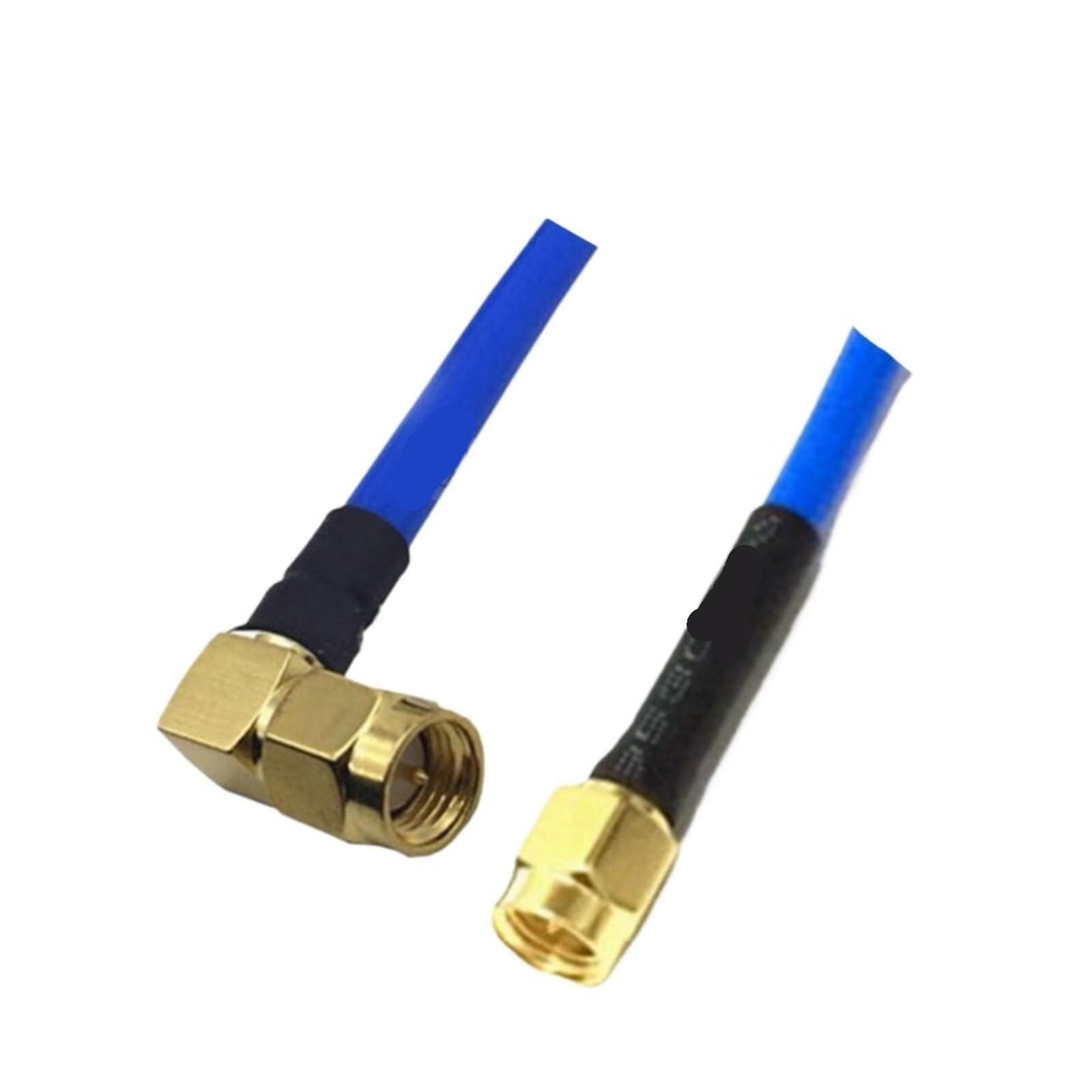 Jack Maschio Ad Angolo Retto RG402 SMA Al Cavo Semirigido Blu A Spirale