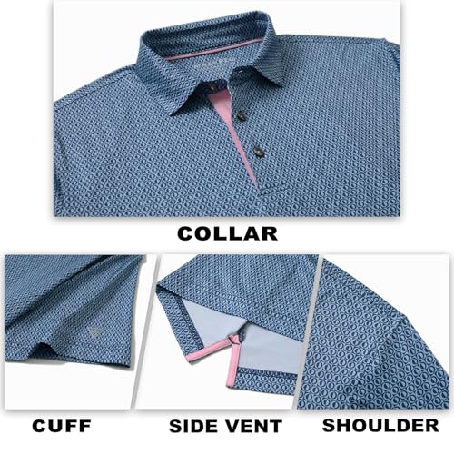Image of M MAELREG Mens Golf Shirt Short Sleeve Dry Fit Print Moisture Wicking Performance Patterns Collared Polo Shirt