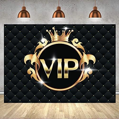 Amazon.com : Withu Gold Glitter VIP Backdrop Crown Checkered Black ...