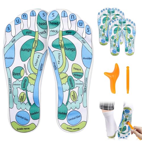 2 Paar Reflexzonen Socken Acupressure Socks Fußreflexzonen Socken mit Massagestab Akupressur Socken für die Einfache Fußreflexzonenmassage Zuhause Reflexology Socks für Damen und Herren