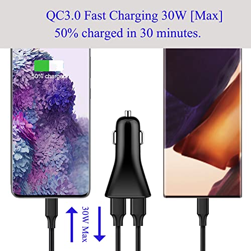 USB Car Charger Adapter[2Pack], QC 3.0 Fast Car Phone Charger, 4-Port Multi 9.6 Amp Cigarette Lighter Adapter Compatible with iPhone 16/15/14/13/12 Pro Max, Samsung Galaxy S22 Note20, LG, Pixel.