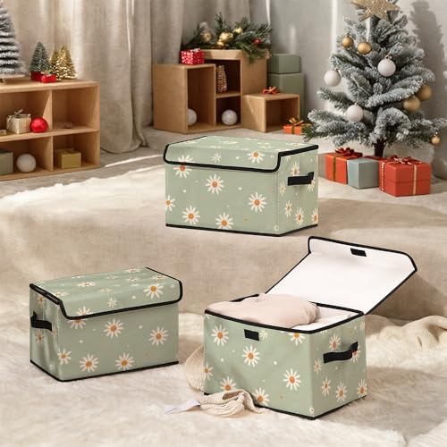 Image of Stackable Clothes Storage Bins with Lids 3 Pack | Closet Organizers Fabric Box for Home and Office,Blanket Clothes Organizers,Under Bed Storage Containers