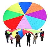 【und farbecht】 Genau wie die Nähte haben wir recherchiert, um sicherzustellen, dass wir Ihnen das beste Qualitätsprodukt für das Fallschirmspiel anbieten!Unser Fallschirm für Kinder verblasst garantiert nicht in der Sonne, und der farbechte Stoff hält ihn hell, frei von Fäulnis und sieht brandneu aus!