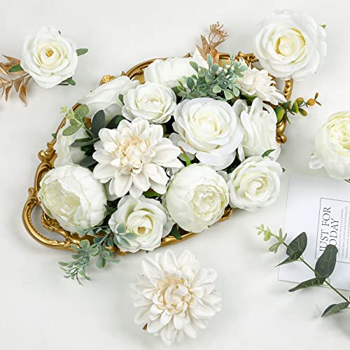 Amyhomie Ivory Artificial Flowers Combo Silk Mix Peony Rose Hydrangea Fake Flowers W/Stem For Diy Wedding Bouquets Centerpieces Arrangements Table Fall Decor Party Bridal Baby Shower Home Decorations #TOP4