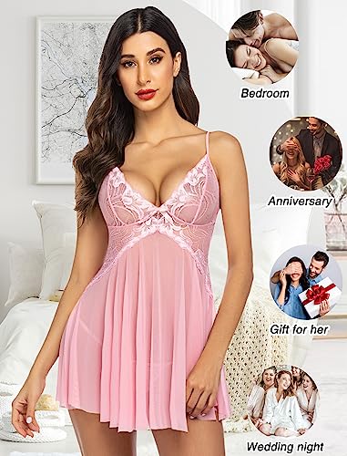 Image of Avidlove Women Lace Lingerie Babydoll Sexy Chemise Exotic Nightgowns Bridal Nightdress