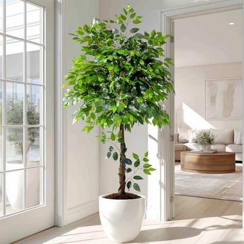 Erimda 5ft Artificial Ficus Tree for Home Decor, Faux Silk Plants Faux Plant Fake Silk Trees with...