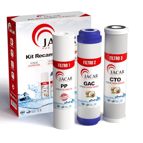 JACAR Filtros Osmosis Inversa 3 Etapas Universal con Equipos de Osmosis 5 etapas, Kit Recambios de Filtro de Agua Potable, Kit Repuestos Filtros para sistemas de Agua Purificada de equipos Domesticos