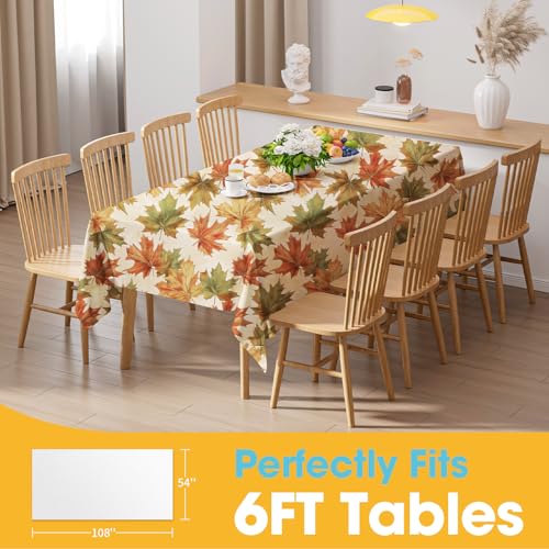 Image of Niuara Fall Maple Plastic Table Cloth - 4 Pack 54 inch x 108 inch Rectangle Disposable Tablecloths for 6FT Tables, Table Cover for Party, Holiday & Gathering Use