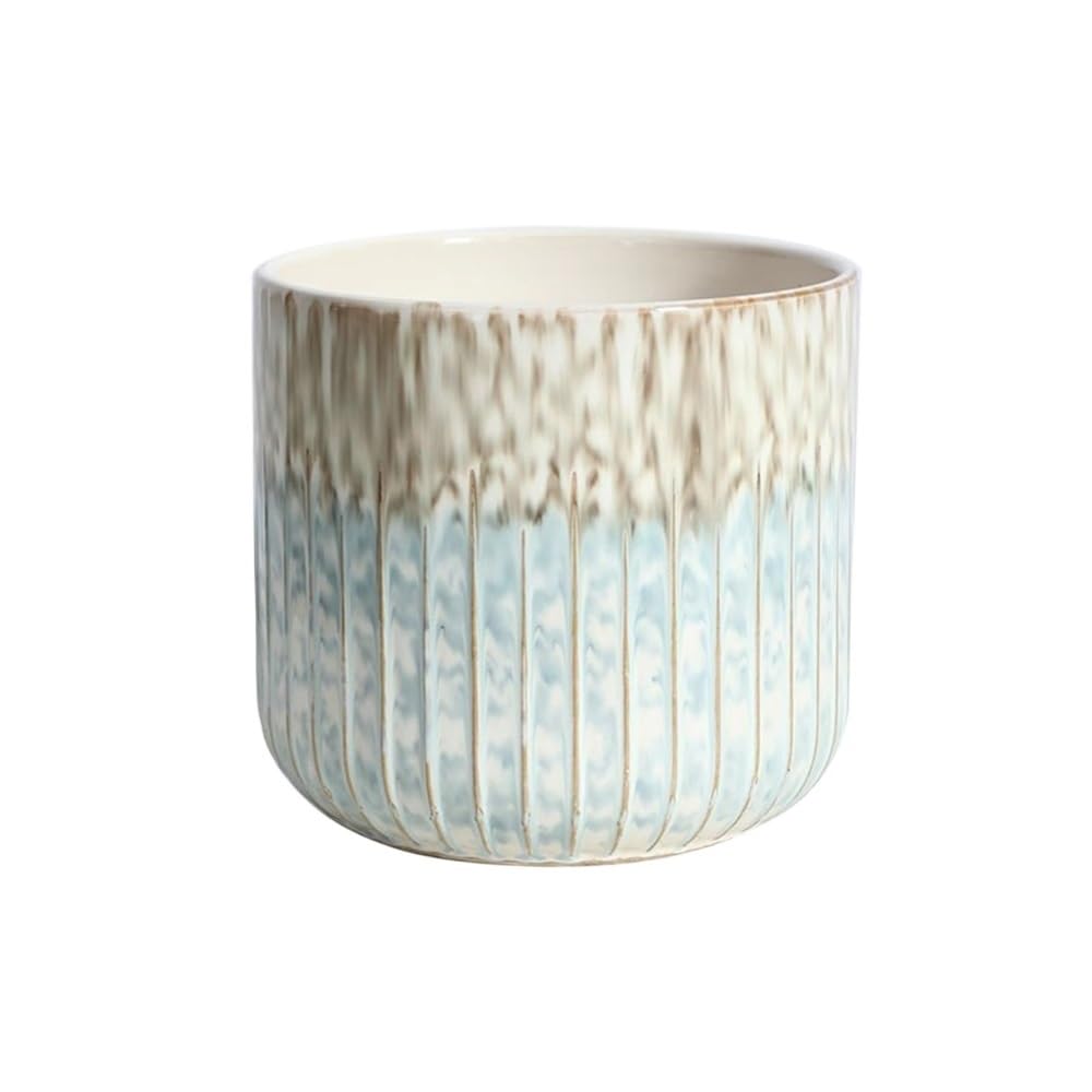 L8p2B5s7 Garden Pots Ceramic Striped Planter with Drainage Holes for Indoor Outdoor Garden