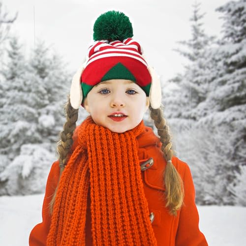 Christmas Elf Knitted Hat for Kids Red and White Stripes Beanie Hat Winter Warm Hat Costume Hat New Year's Gifts Home Christmas Party3
