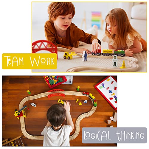 wooden train sets for boys 2-4-7  38 pcs wood train set for toddlers wcrane bridge amp wooden train tracks  train toys for 3 year old boys amp girls  fits thomas brio ikea melissa and doug