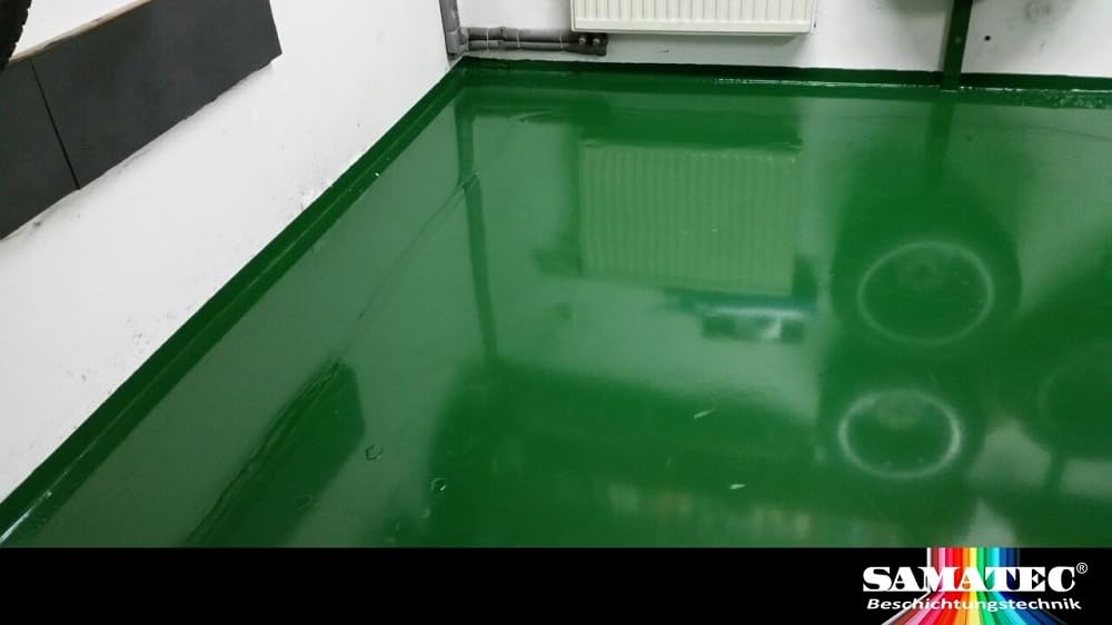 2K Epoxy Dickbeschichtung Verlaufsbeschichtung Bodenbeschichtung Abdichtung für Hallenboden, Werkstattboden, Garagenboden SamaPoxy BS96D 10Kg (RAL 7001 Silbergrau)