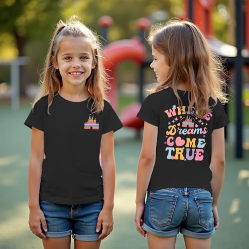 Image of CM C&M WODRO Magic Kingdom Shirt for Kid Castle Graphic T-Shirt Girls Holiday Fairy Tale Tee Summer Casual Short Sleeve Tops
