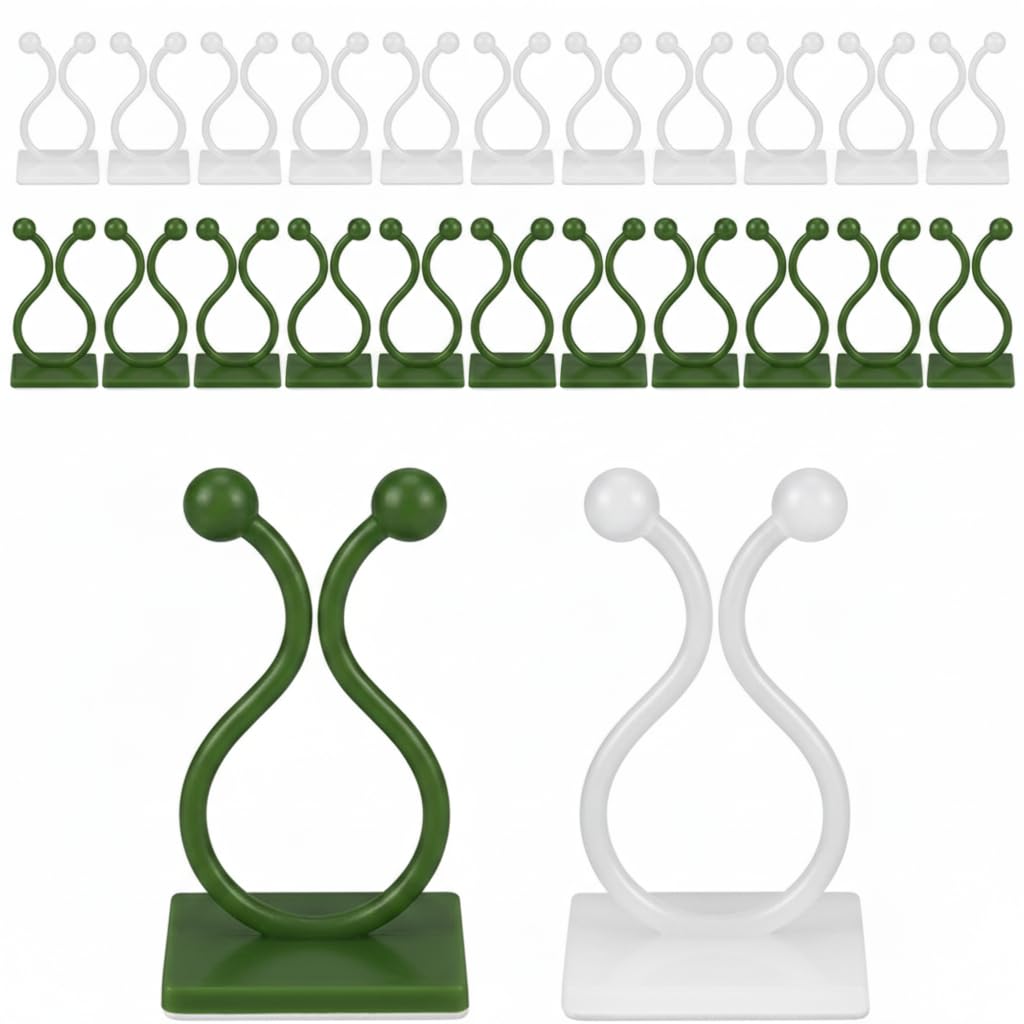 XIYING Plant Wall Clips 100 Pack, Adhesive Climbing Plant Fixers, Transparent Vine Hooks for Smooth Surfaces Like Tile and Glass