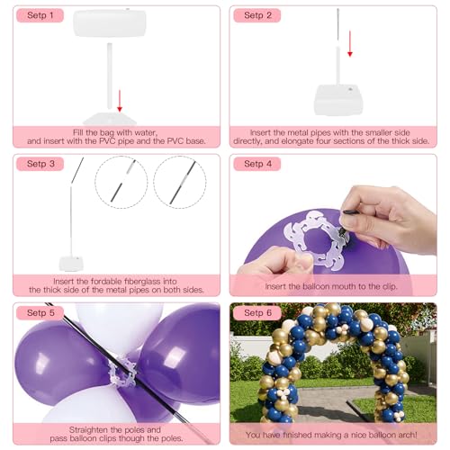 rubfac 7.2ft Adjustable Balloon Arch Kit with Electric Pump, Pink, Round, Arch with Electric Pump, Baby Shower, Wedding, Birthday, Graduation, Unisex Adult - Image 6