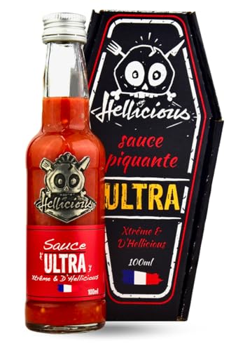 Sauce Ultra Hellicious – Sauce piquante extrême au Carolina Reaper – 1 500 000 Scoville – Fabriquée en France