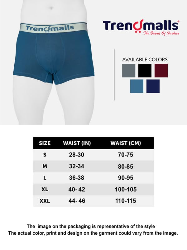 Image of TRENDMALLS Men's Birla Micromodal Regular Fit Solid Men Underwear Trunks with No Marks Waistband