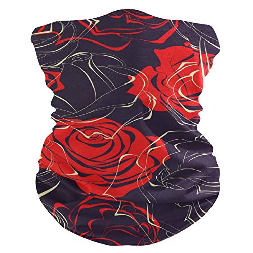 MOYYO Red Rose Face Sun Dust Mask Bandanas Seamless Elastic Head Wrap Neck Gaiter Magic Scarf Headband for Festivals Running Cycling Indoor Outdoor Sport