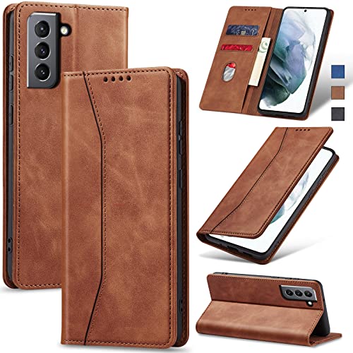 Image of Jasonyu Flip Wallet Case for Samsung Galaxy S21 5G,Brown